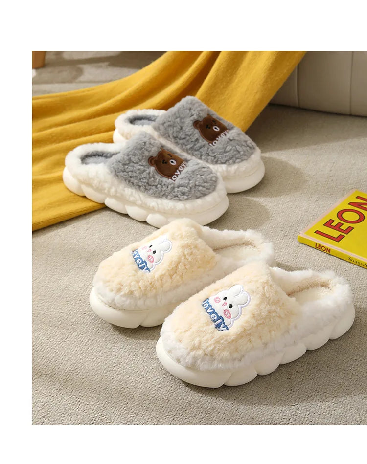 Women's Cute Cartoon Rabbit Plush Slippers | Cozy Indoor Footwear