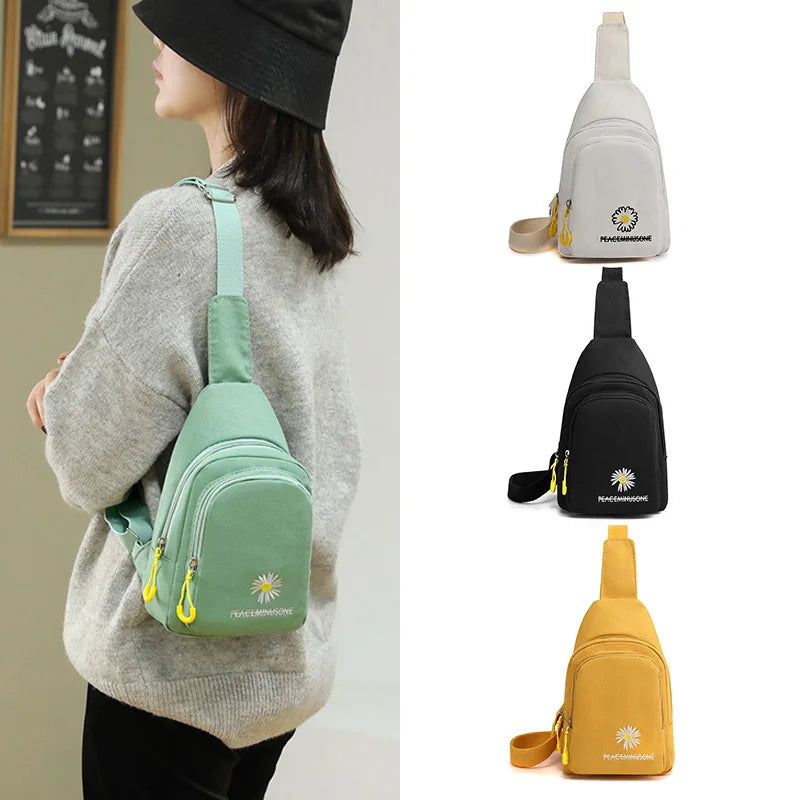 Chic Embroidered Canvas Chest Bags for Women | Versatile Crossbody Style