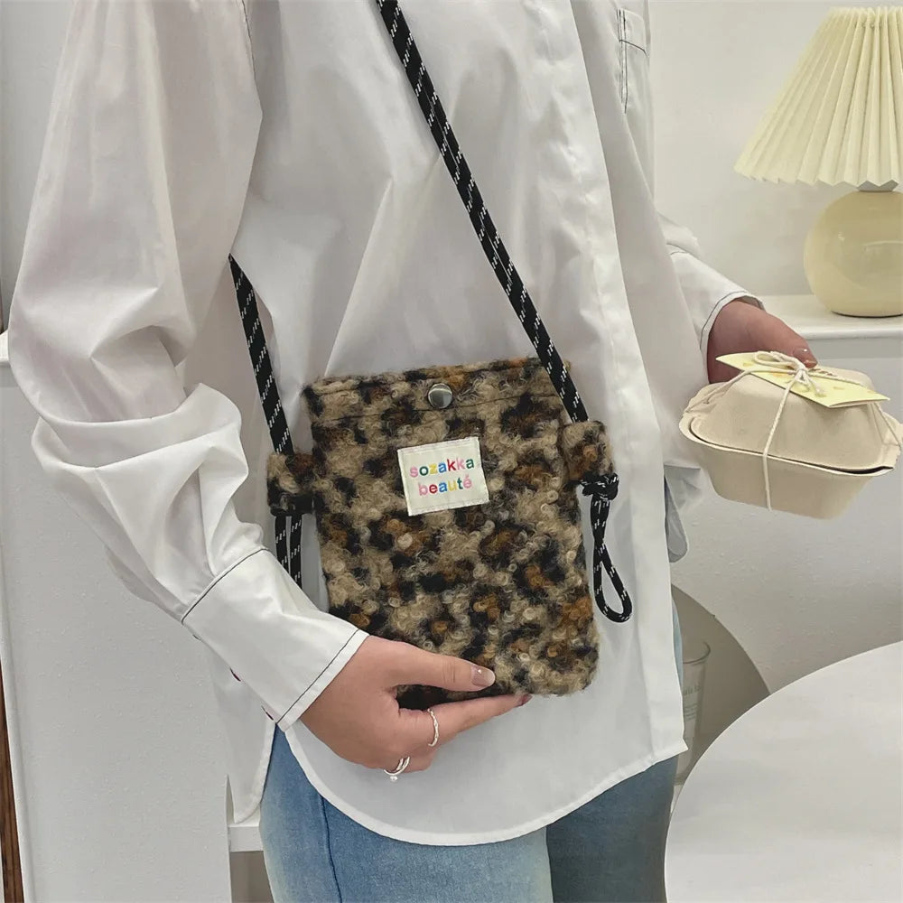 Cute Plush Dot Crossbody Bags for Women | Portable Shoulder Bag