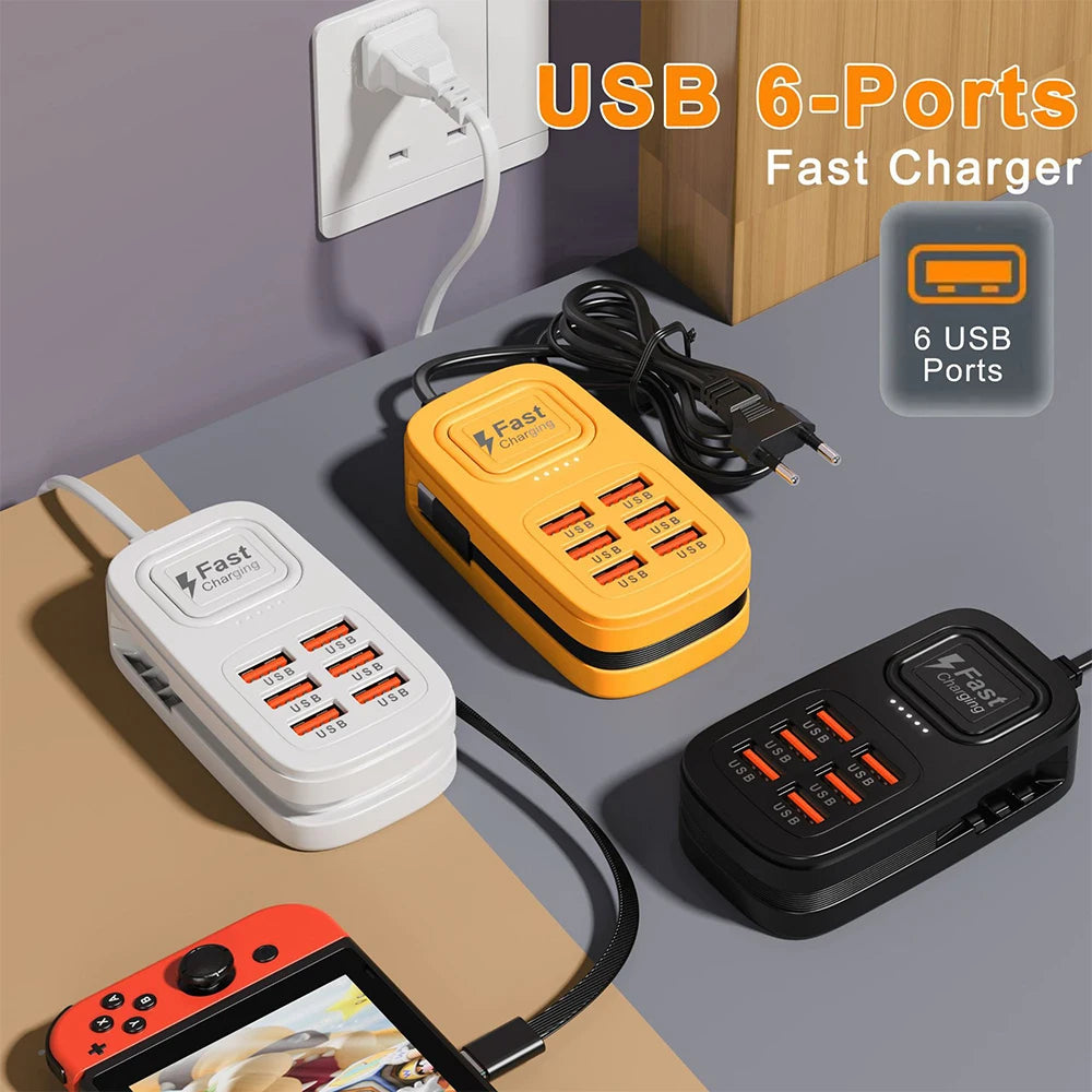 6 in 1 Fast USB Charger Power Strip | Desktop Charging Station