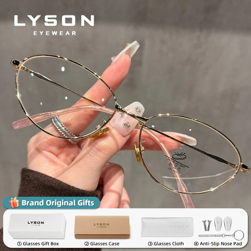 Oval Metal Anti Blue Light Glasses for Women | Stylish Progressive Eyewear
