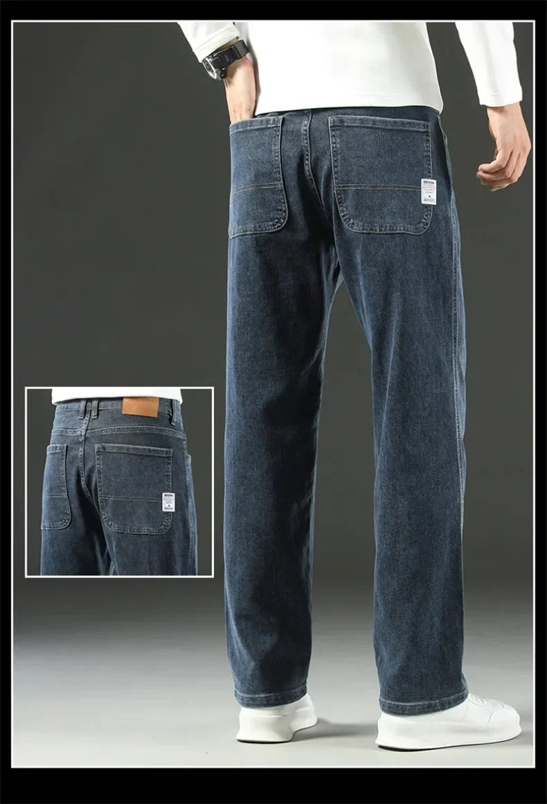 Men's Baggy Straight Wide Leg Jeans | Stylish Business Casual Pants