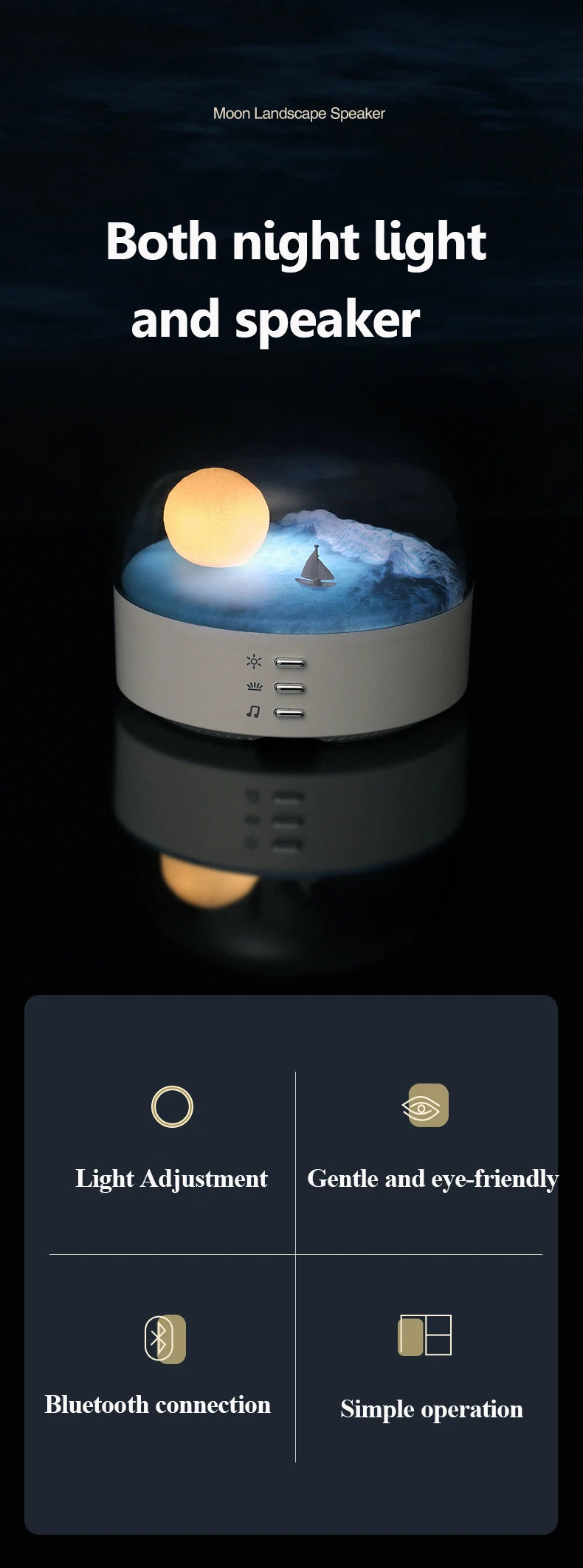 Mini Portable Bluetooth Speaker with Dimming Ambient Light