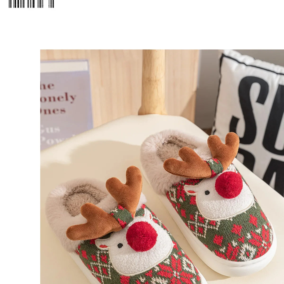 Cozy Winter Cartoon Deer Plush Slippers | Warm Indoor House Shoes