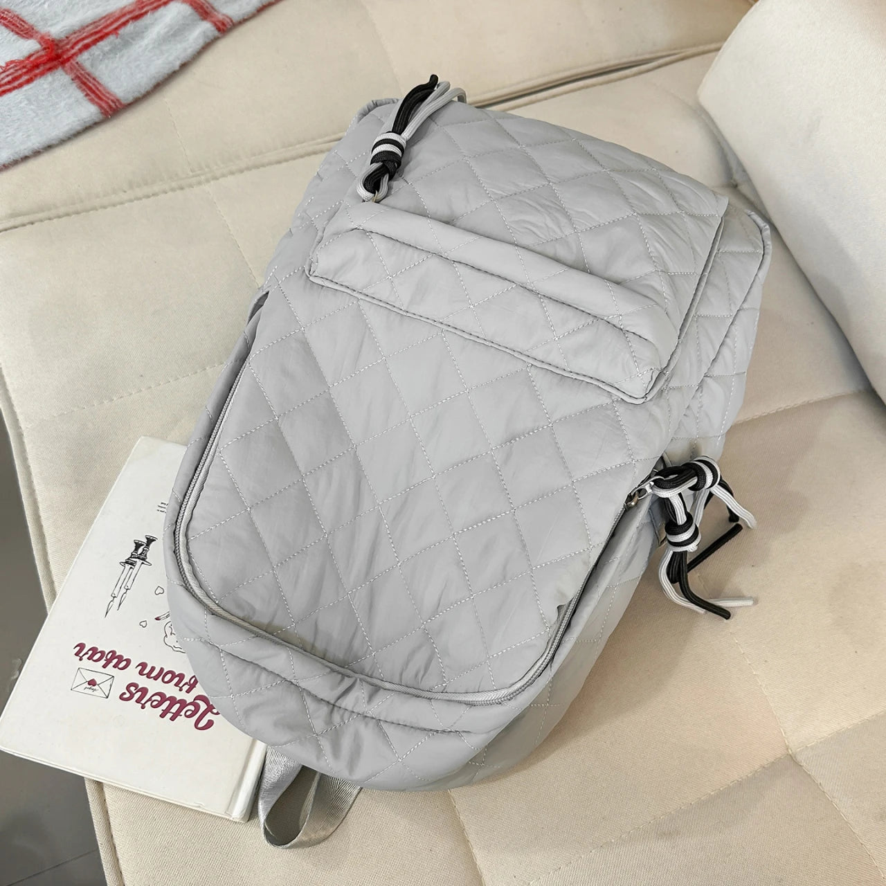 Cute Girls Quilted Backpack with Tassel Decor | Lightweight & Stylish