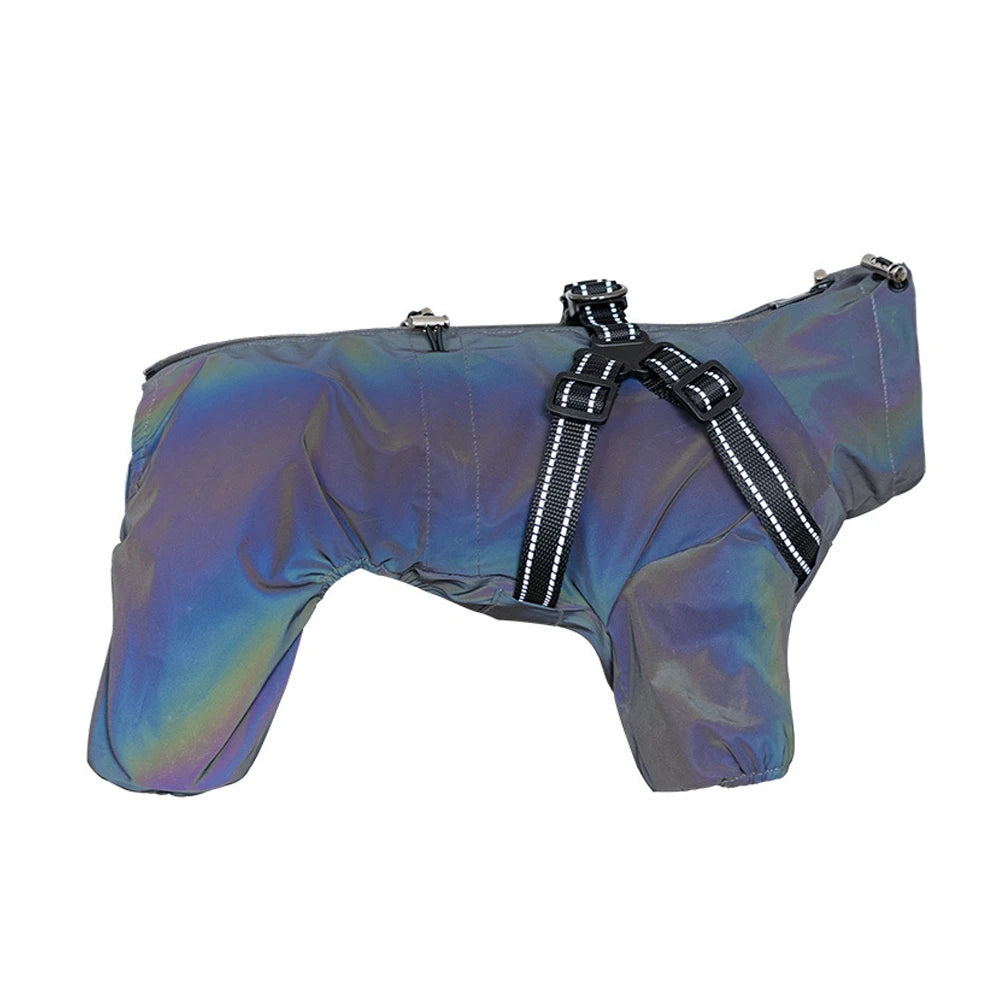 Adjustable Reflective Dog Raincoat with Harness for Small Dogs