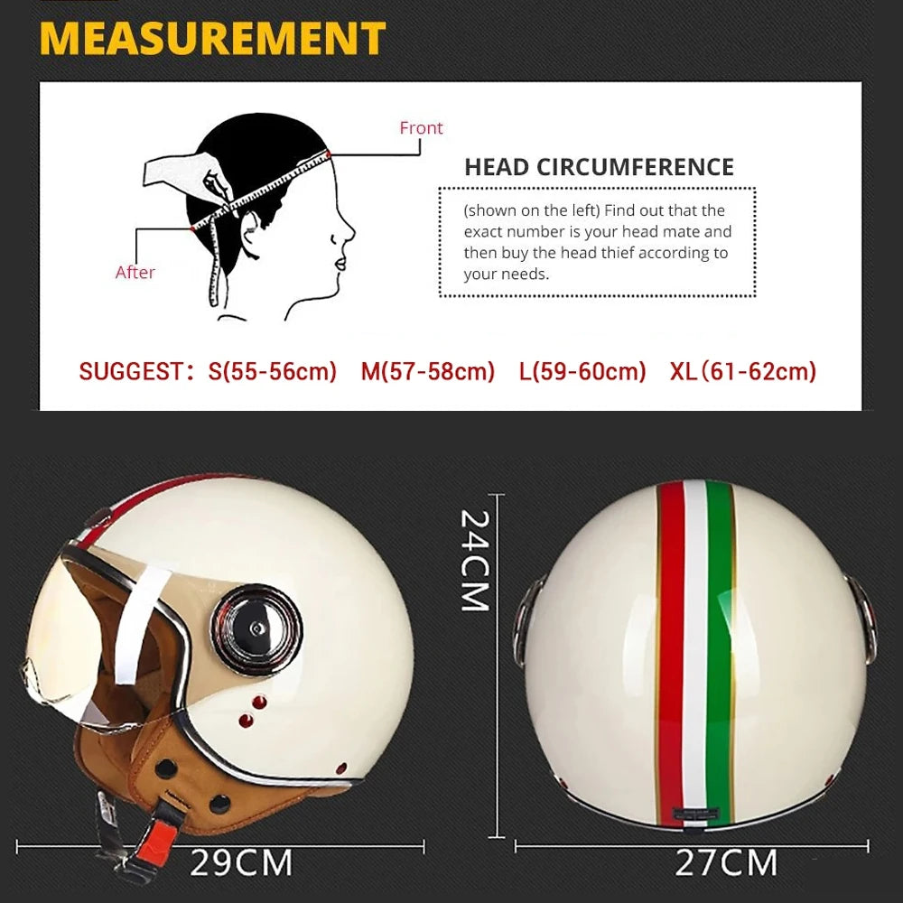 Vintage Open Face Motorcycle Helmet | Retro Style Protection Gear