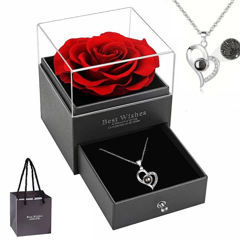 Heart-Shaped Red Rose Necklace | Perfect Gift for Any Occasion