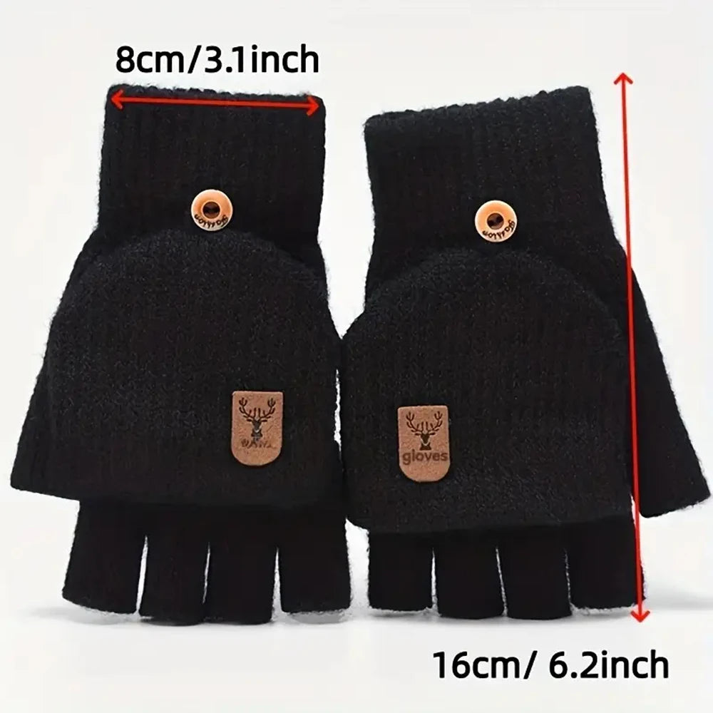 Half Finger Winter Gloves | Convertible Fingerless Mittens for All