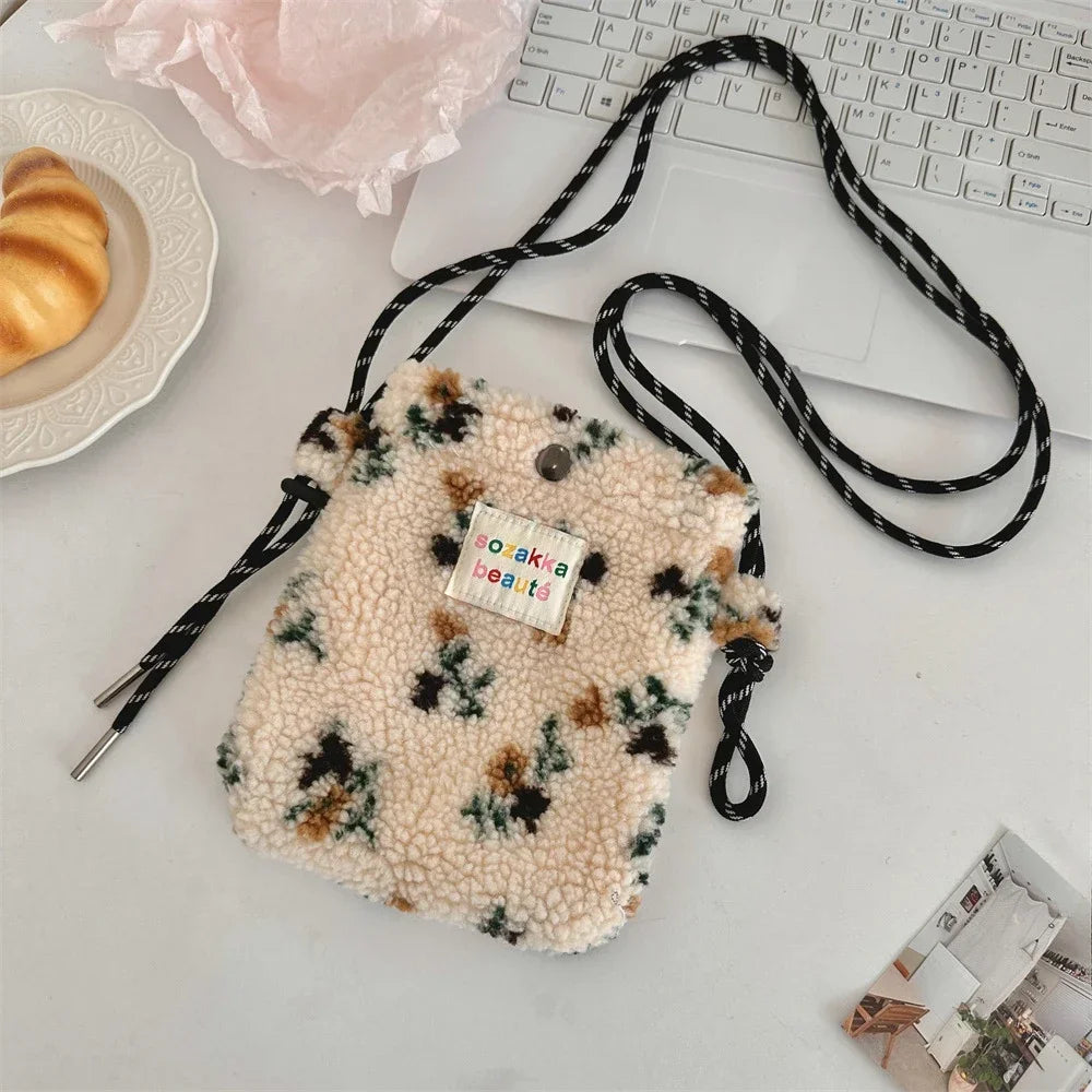 Cute Plush Dot Crossbody Bags for Women | Portable Shoulder Bag