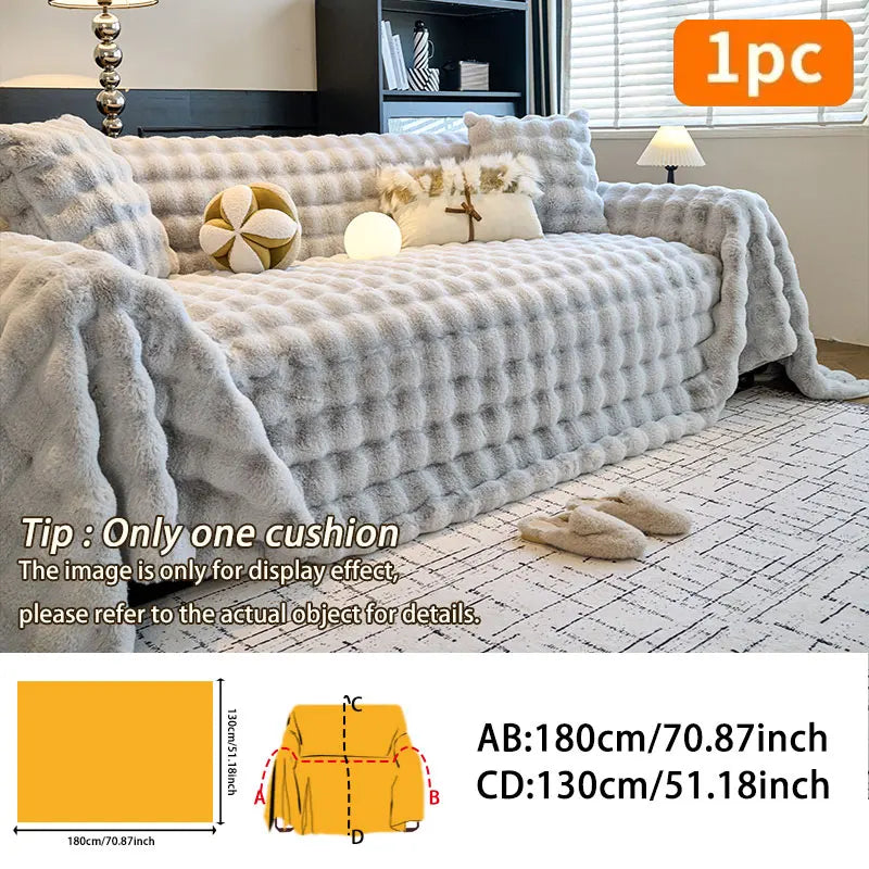 Plush Sofa Towel Cover | Thick Anti-Slip Winter Sofa Protector