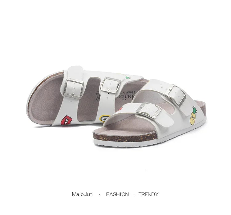 Men's Buckle Flat Bottom Cork Slippers | Comfortable Summer Sandals