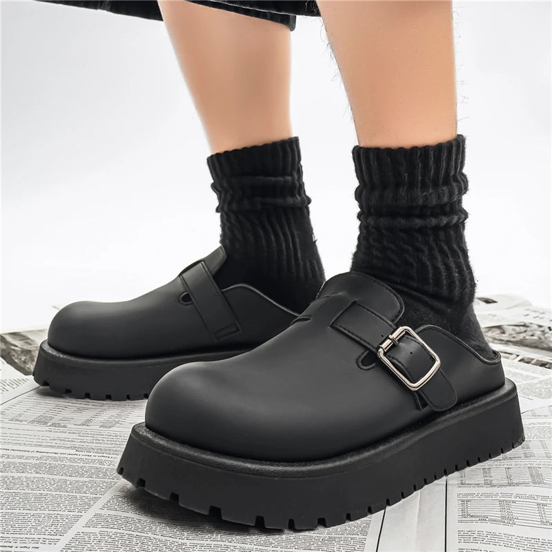 Men's Casual Leather Half Slippers | Non-Slip Summer Clogs