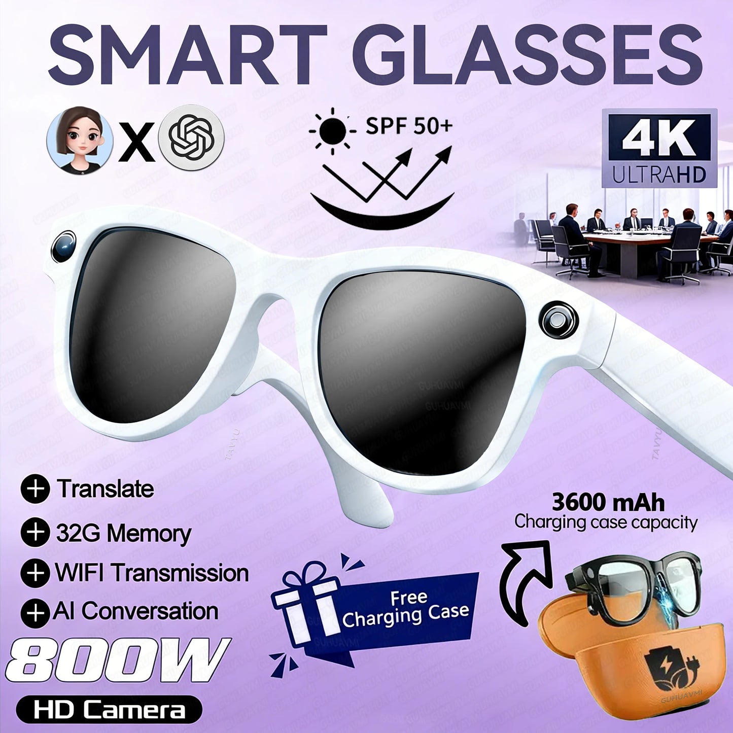 AI Smart Glasses | Real-Time Translation, Video Recording & Music