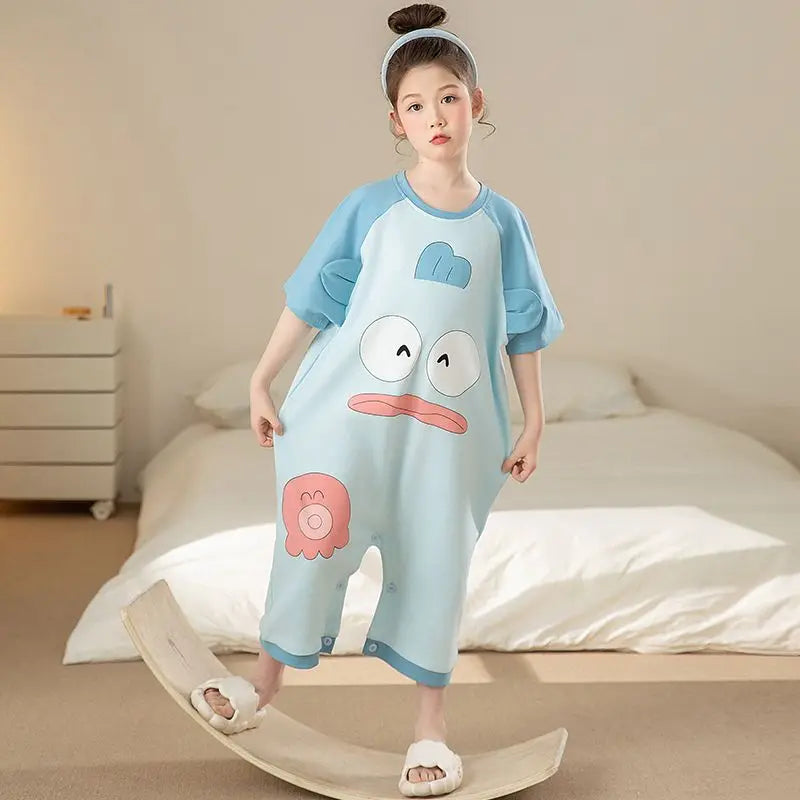 Kids' Cute Cartoon Loungewear One-Piece Pajamas for Summer