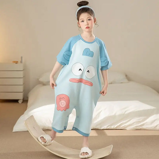 Kids' Cute Cartoon Loungewear One-Piece Pajamas for Summer