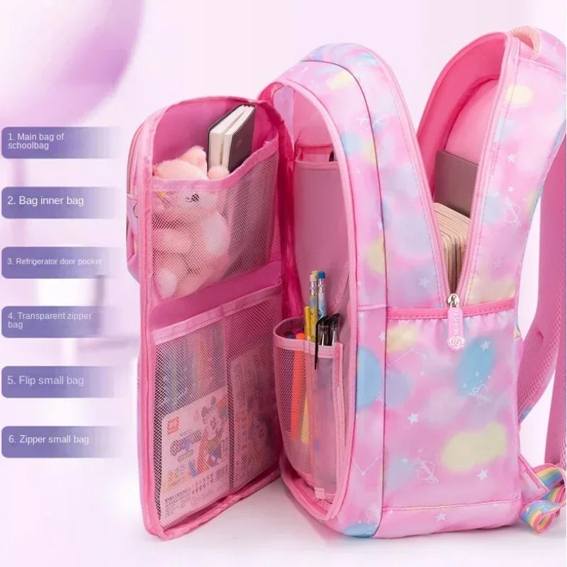 Cute Waterproof Rainbow Backpack for Girls | Spine Support Design