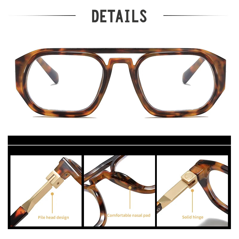 Minimalist Double-Beam Flat Glasses | Stylish Pilot Eyewear