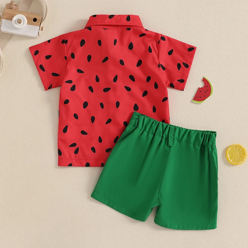 Toddler Summer Outfit Set with Watermelon Pattern | Cute Boys Clothes