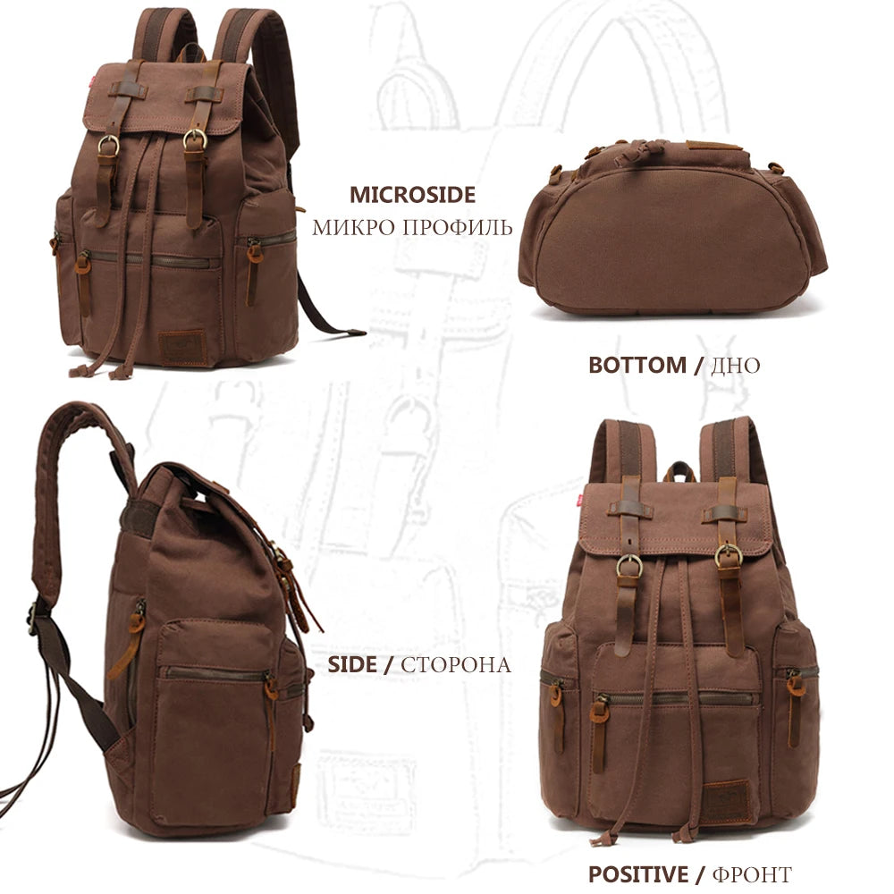Vintage Canvas Men's Backpack | Stylish 14 Inch Laptop Bag