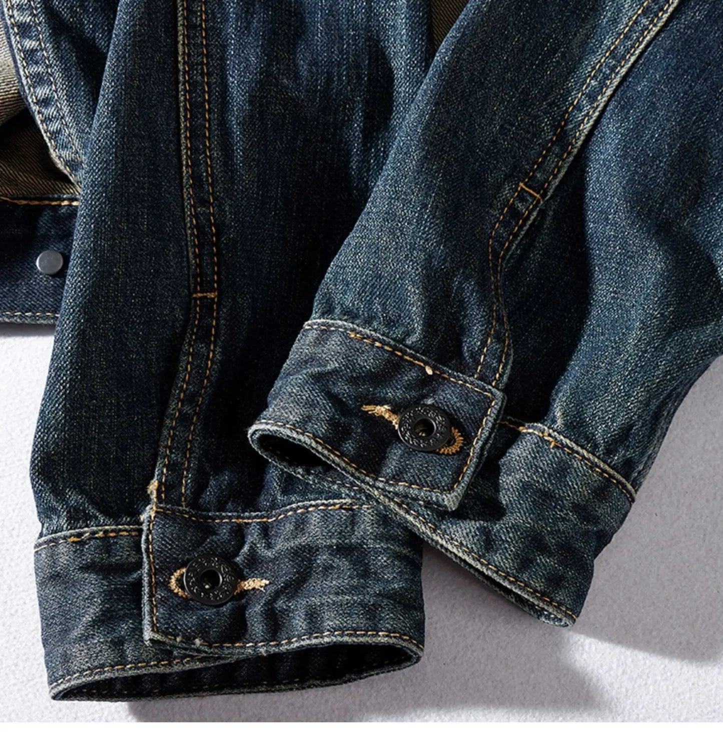 Men's Retro Patchwork Denim Jacket | Casual Heavyweight Outerwear