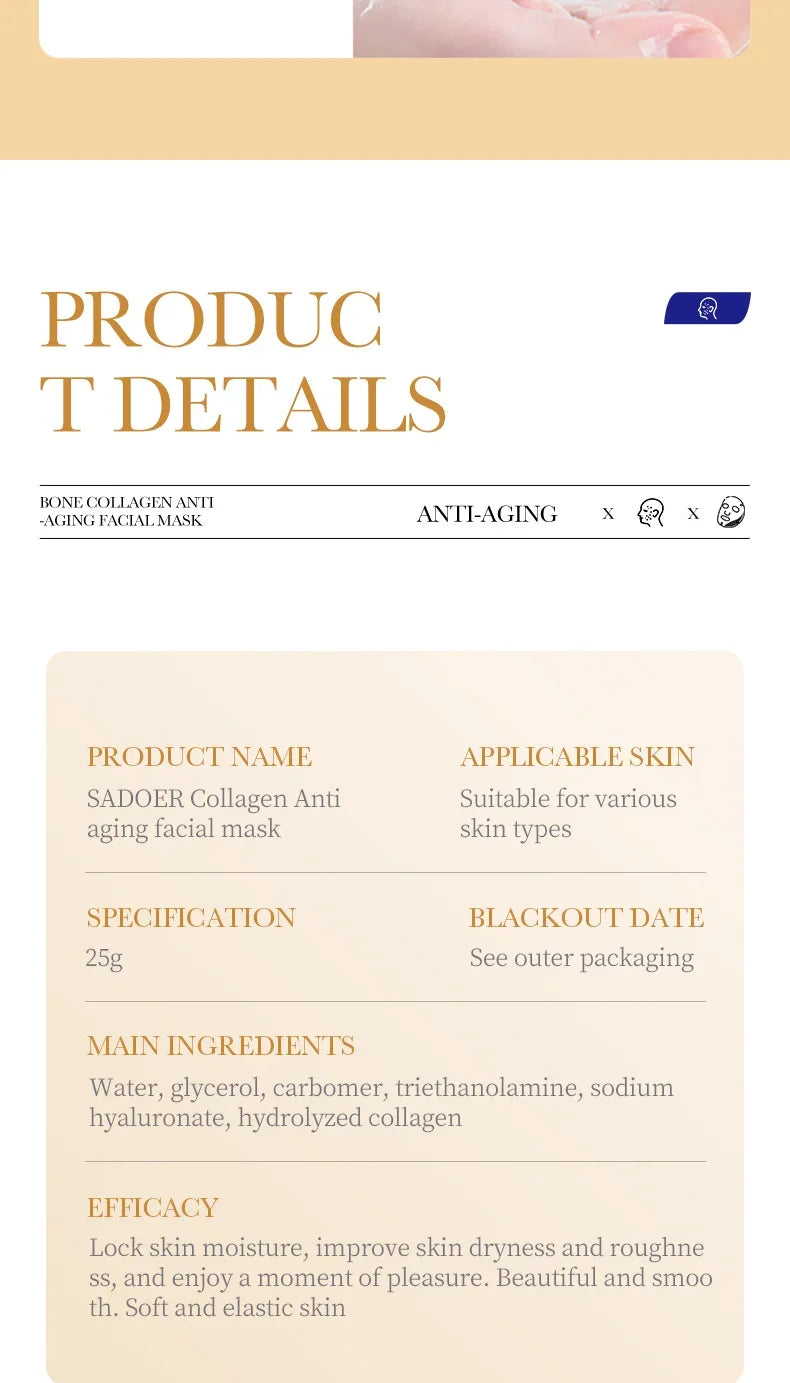 Anti-Aging Collagen Facial Mask | Fade Fine Lines & Firm Skin