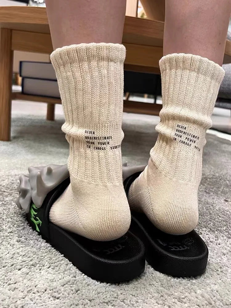 Men's Vintage Letter Medium Tube Socks | Thick Sports Comfort