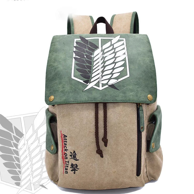 Anime-Inspired Cartoon Canvas Backpack for School & Travel