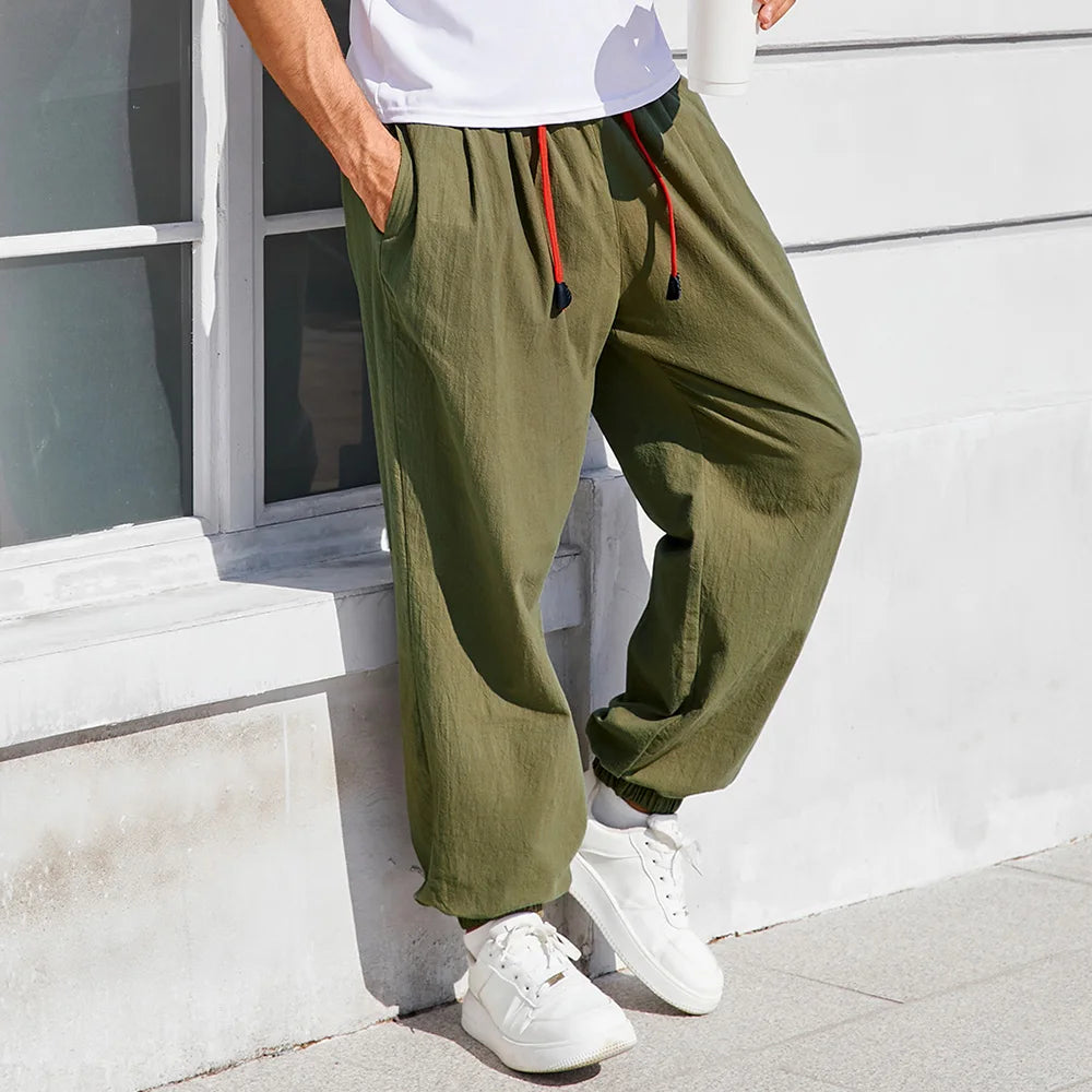 Men's Loose Fit Harem Pants | Cozy Cotton-Linen Lounge Joggers
