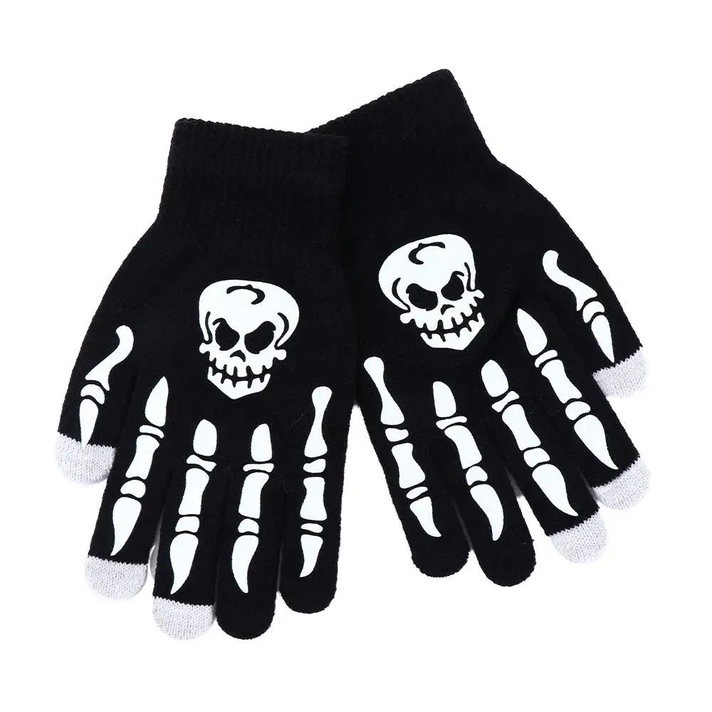 Men's Skull Glow Gloves | Stylish Luminous Half-Finger Mittens