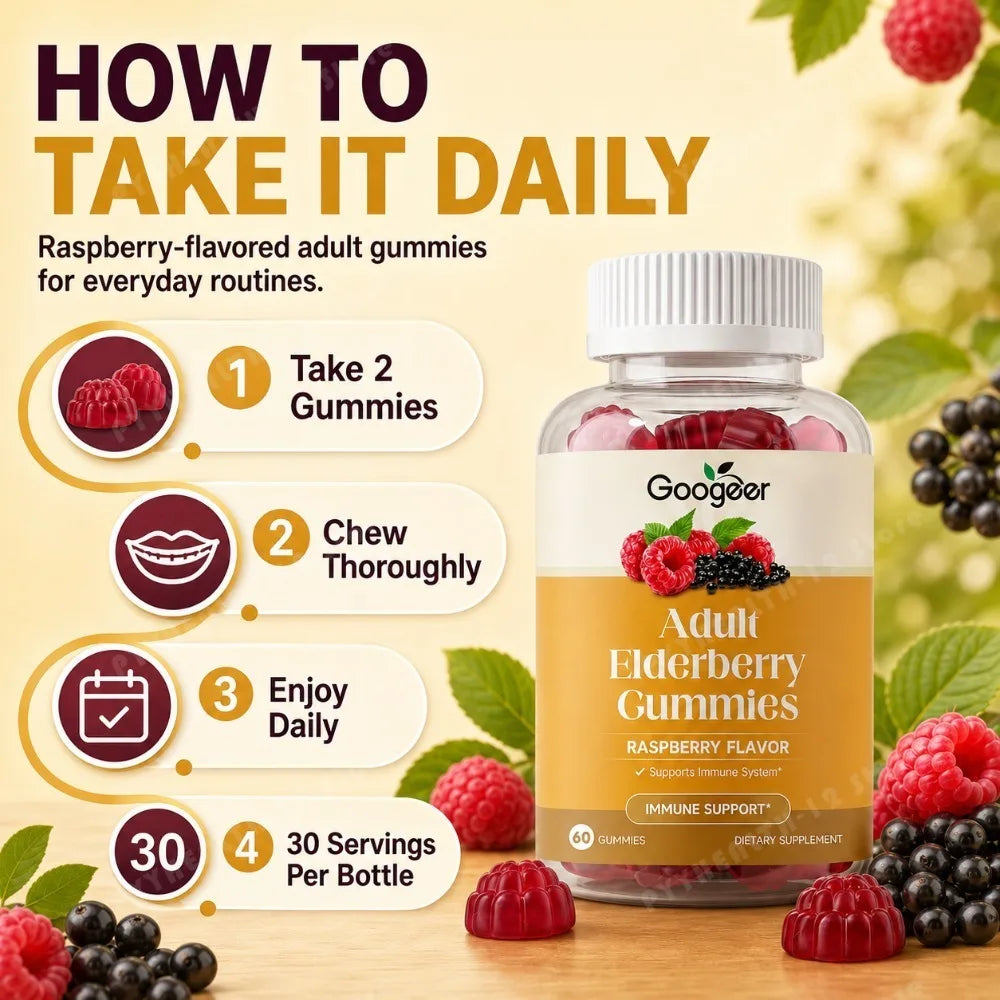 Black Elderberry Gummies with Vitamin C & Zinc | Daily Wellness Support