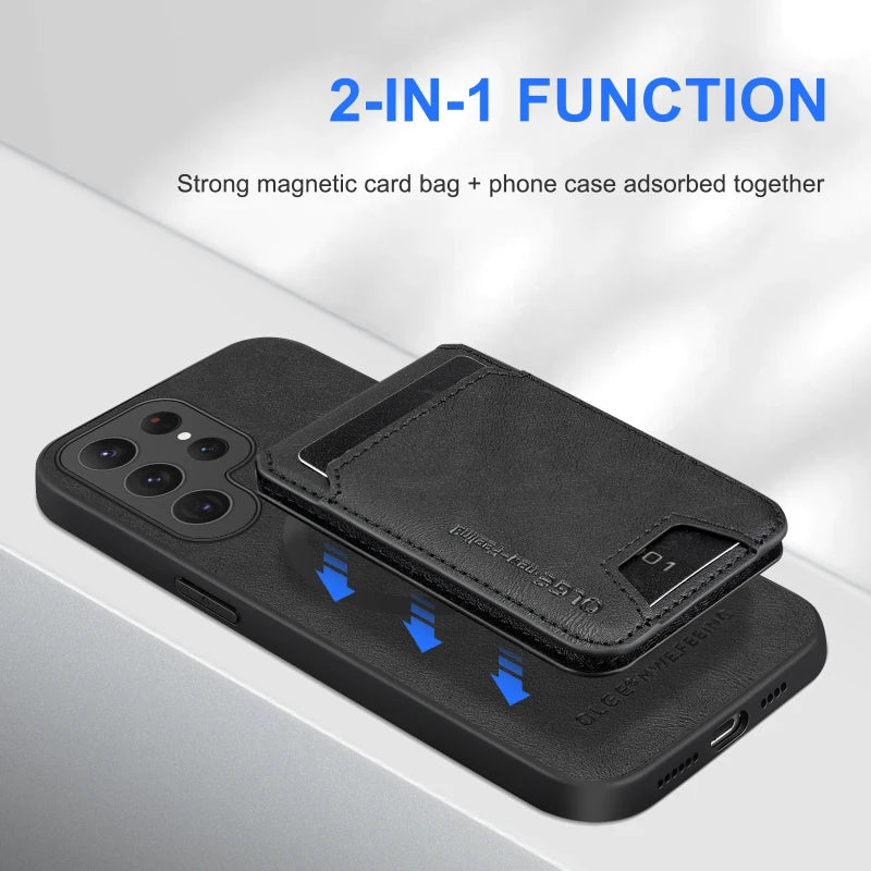 Magnetic Wallet Card Slot Holder Leather Phone Case