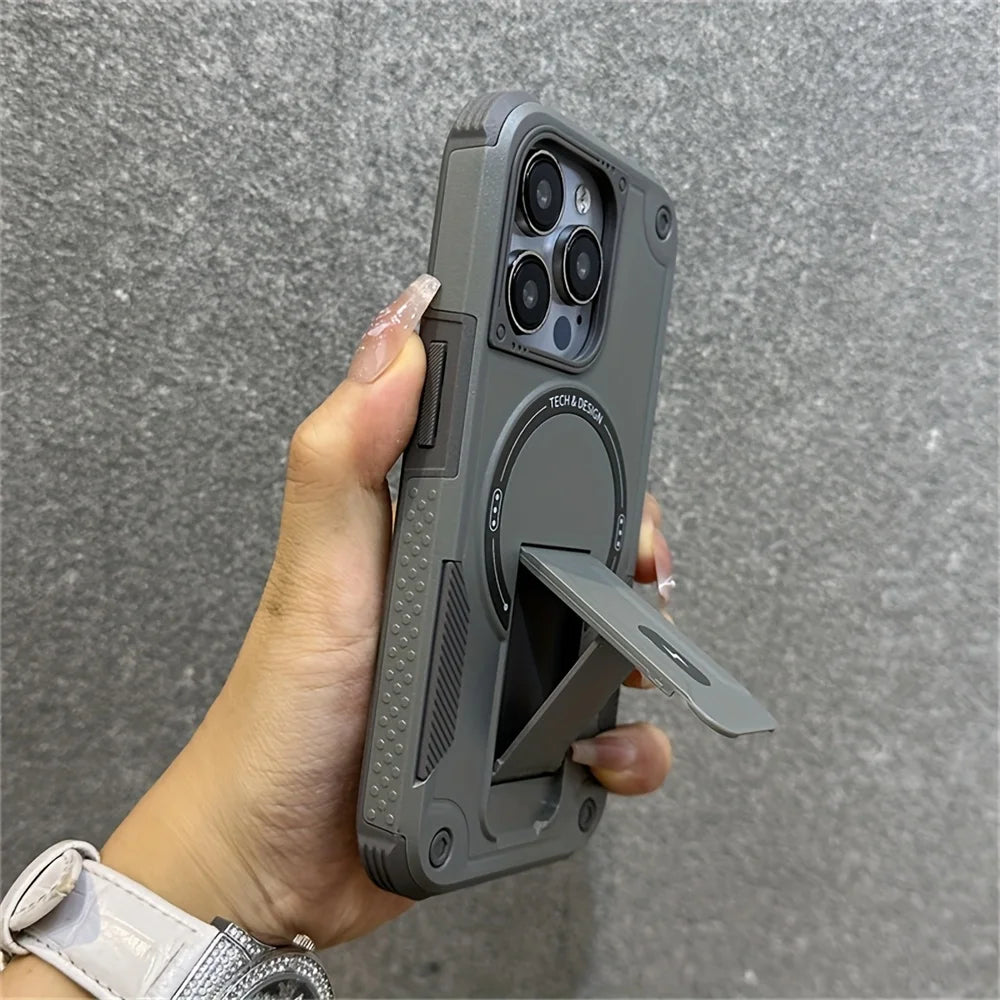 Luxury Magnetic Kickstand Case for iPhone - Shockproof & Stylish