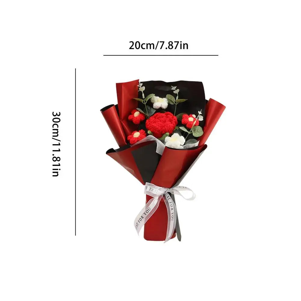 Ramo de flores de ganchillo hecho a mano | Encantadora decoración y regalos para el hogar