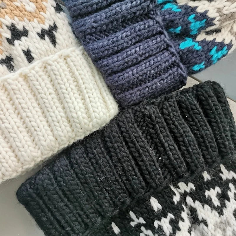 Unisex Fur Pompom Beanie Hat | Cozy Warm Knit Winter Cap