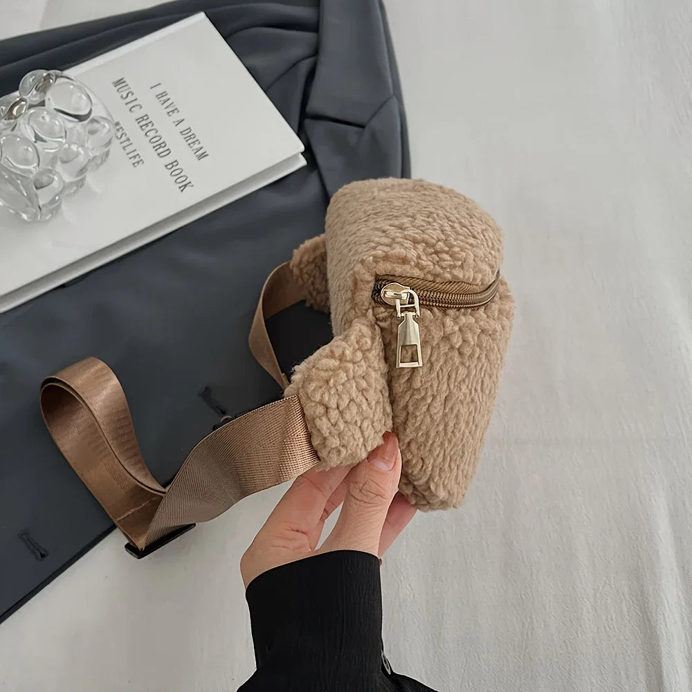 Women's Lamb Wool Chest Bag | Stylish Large Capacity Crossbody