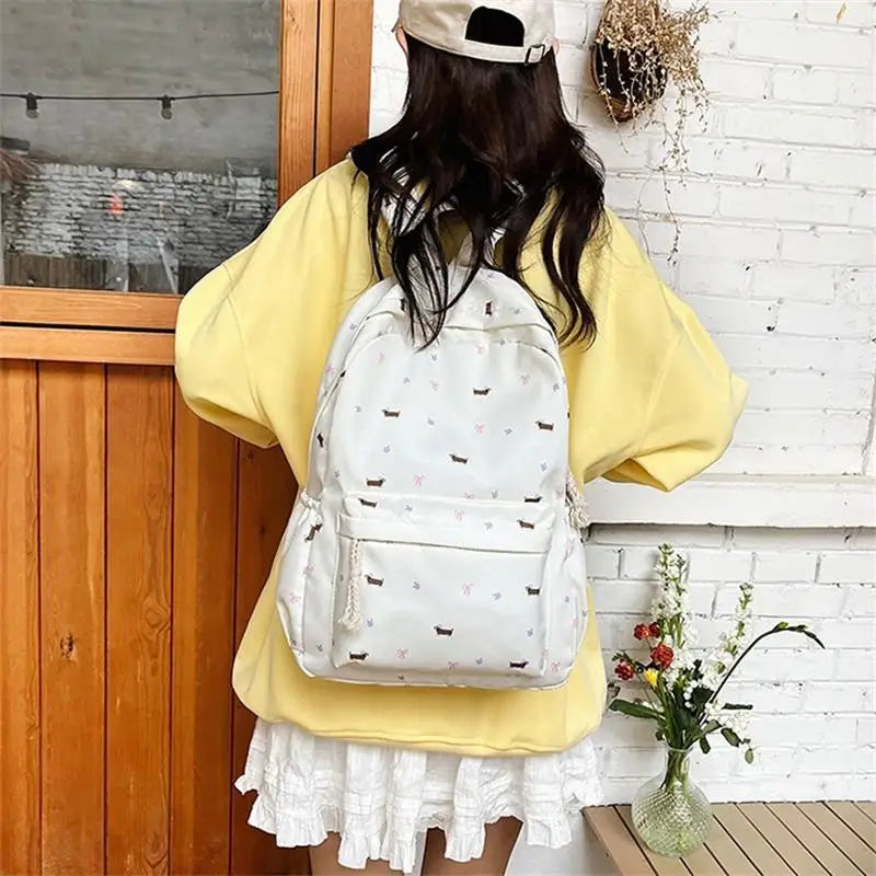 Cute Dachshund Print College Backpack | Stylish and Spacious Design