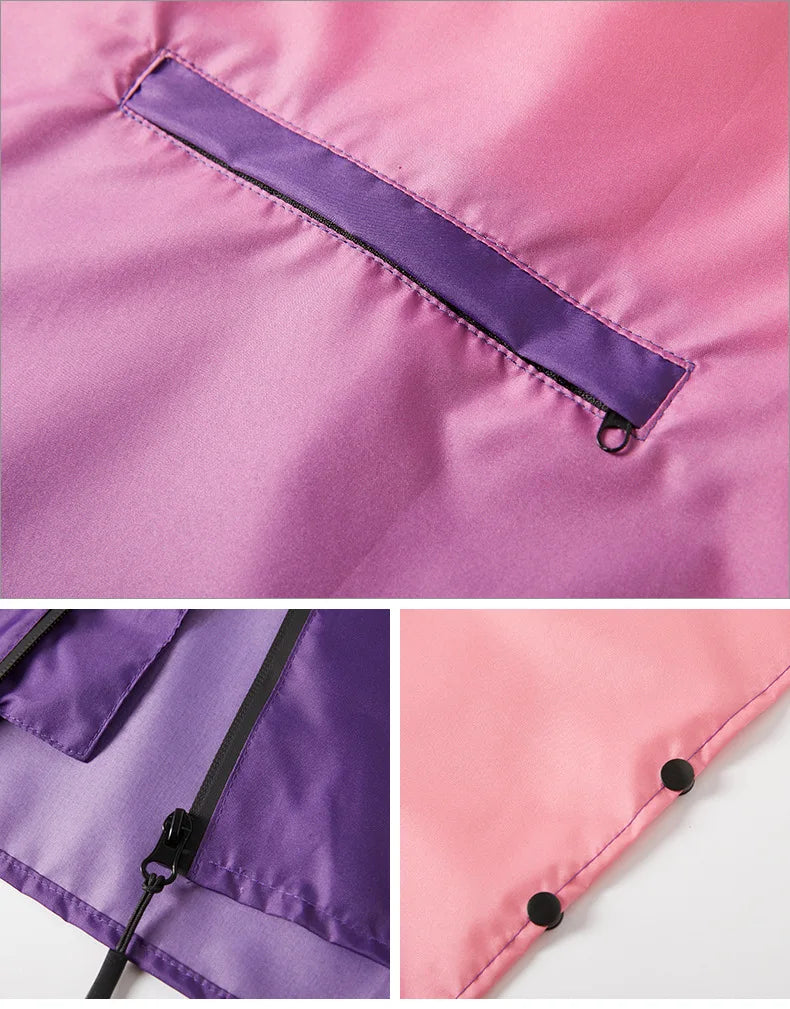 Big Size Women Gradient Color Raincoat | Lightweight Waterproof Cloak