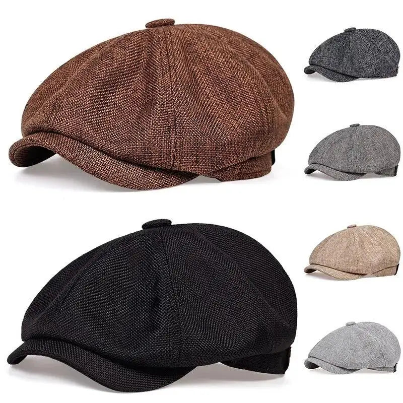 ★▲Mens Beret Casual Newsboy Hat Spring Autumn Lightweight Vintage Flat Cap Soft Cotton Outdoor Style Unisex