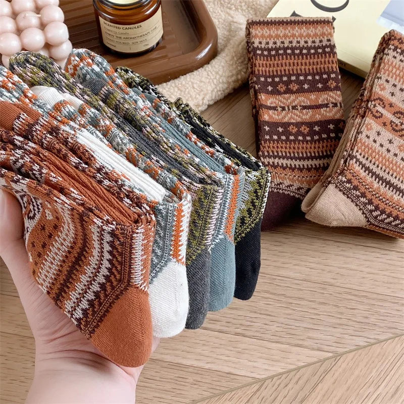 Women's Retro Knitted Knee Socks | Vintage Style for Autumn & Winter
