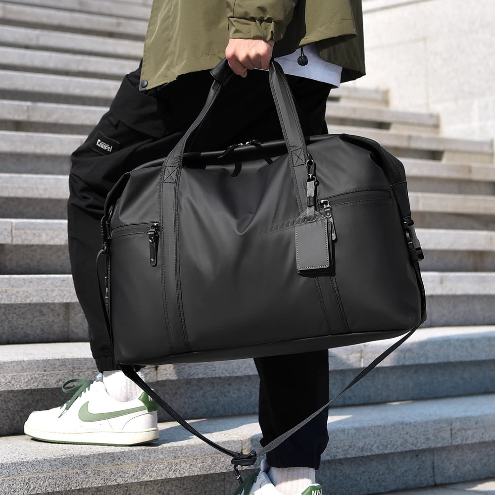 Men's Black Gym Bag | Adjustable Shoulder Duffel for Travel & Sports