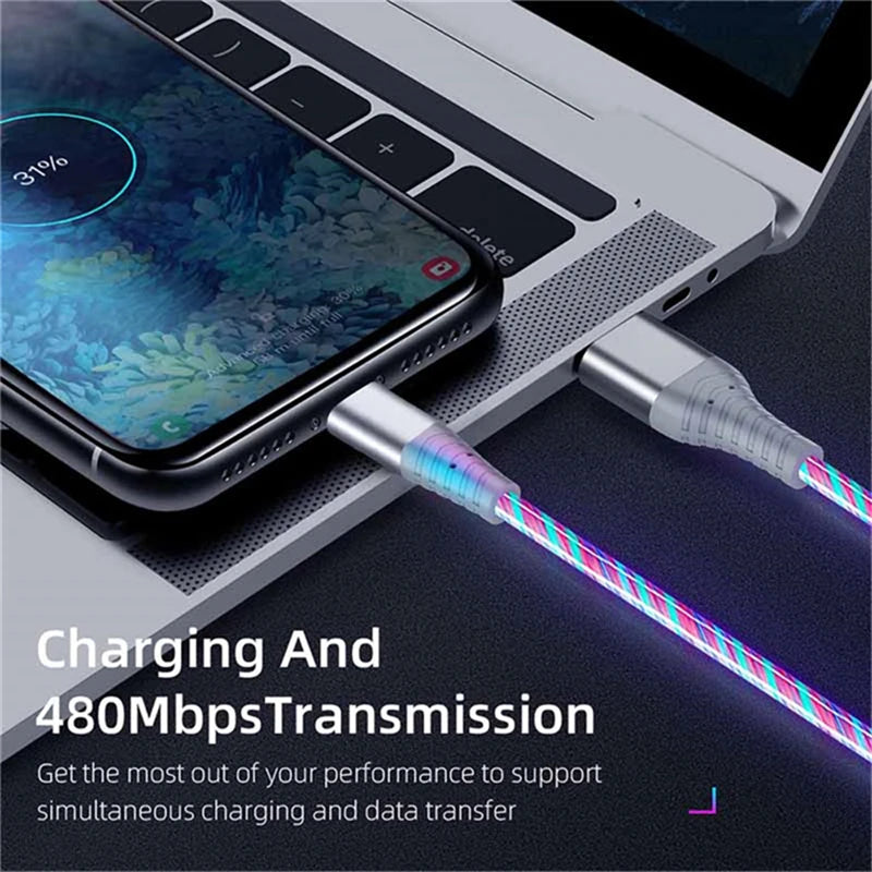 6A Fast Charging Glowing Micro USB & Type C Cable