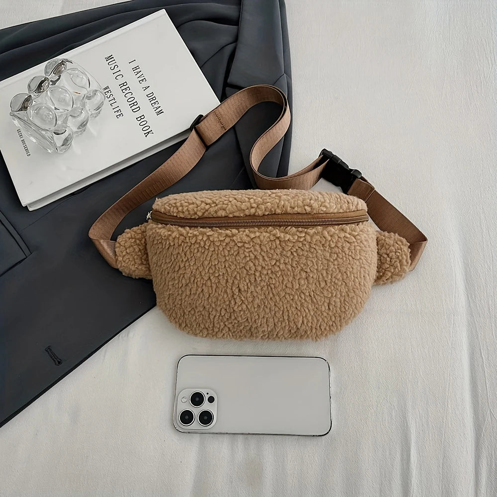 Women's Lamb Wool Chest Bag | Stylish Large Capacity Crossbody