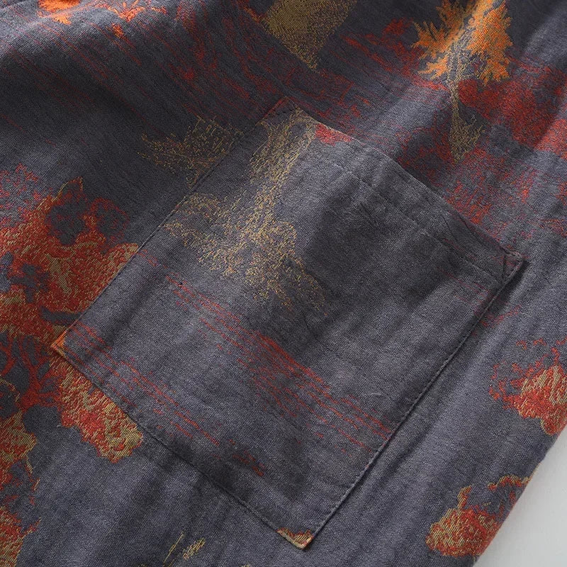 Roomwear Cotton Kimono Pajamas Men's Robes for Spring Jacquard Printed Home Clothing Medium Length Oversized Breathable Bathrobe