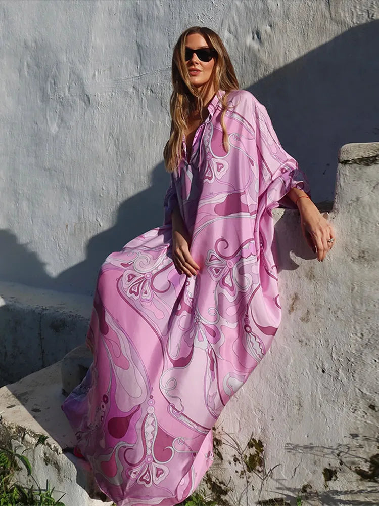 Stylish Oversized Women's Print Kaftan Maxi Dress for Summer