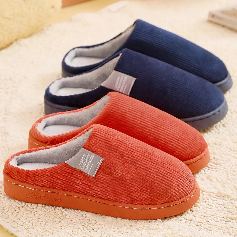 Cozy Plush Cotton Slippers for Couples | Anti-Slip Indoor Footwear