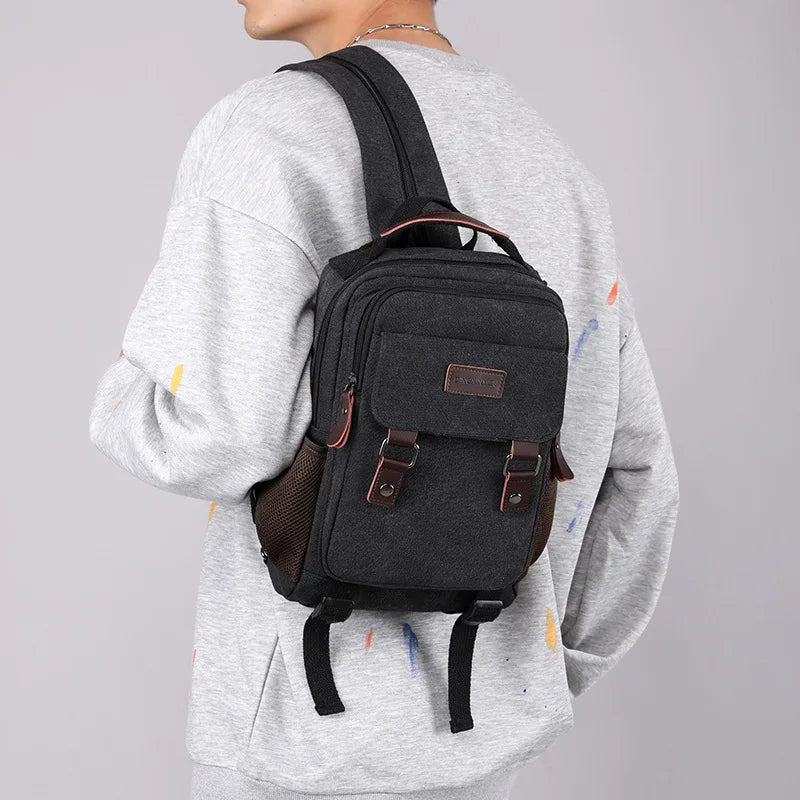 Multifunctional Canvas Chest Bag | Sleek Travel Companion