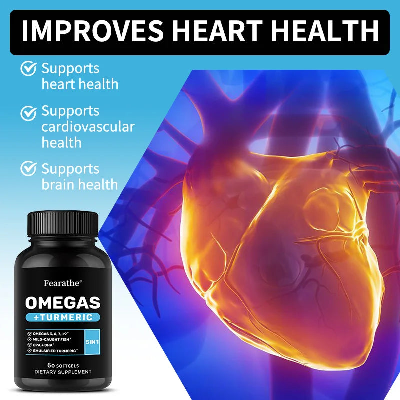 Omega 3 6 9 Turmeric Curcumin - Heart Health Supplement