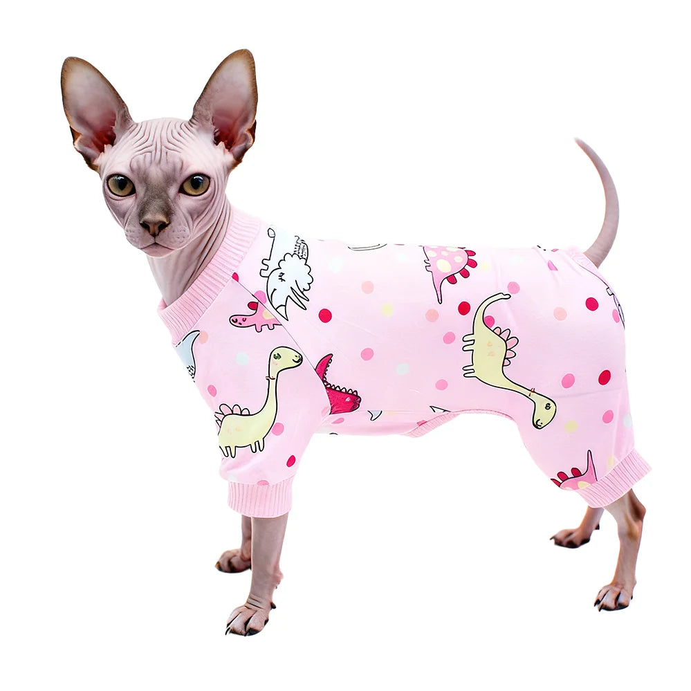 Soft Cotton Dog Pajamas for Small Dogs | Stretchable Dinosaur Design
