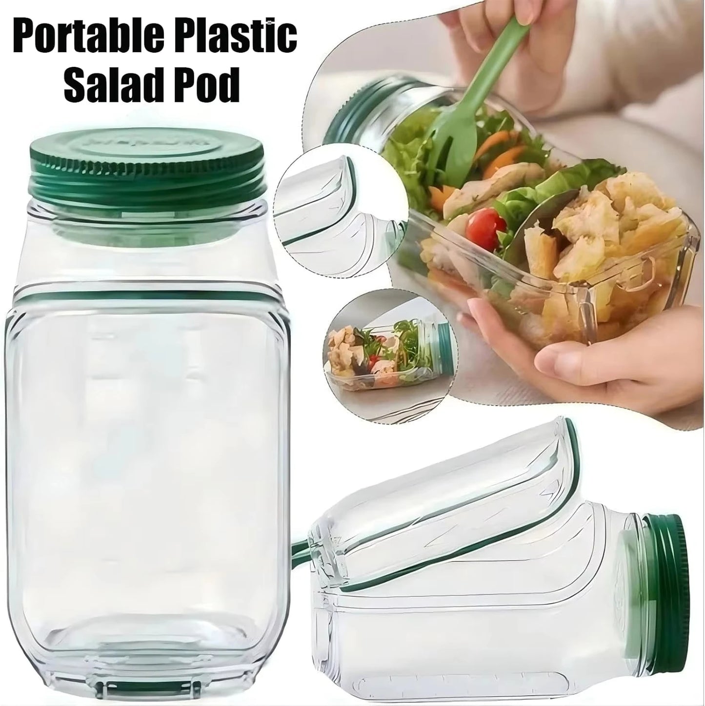 Portable Plastic Salad Pod | Leak-Proof Meal Prep Container